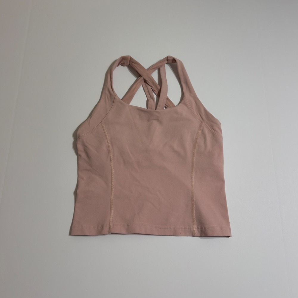 Lululemon Align Tank Top Pink Strappy Back Built In Shelf Bra Size 4